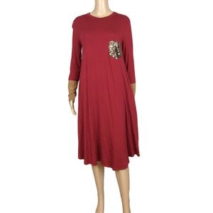 NWOT Reborn J red sequin pocket fowy maxi dress